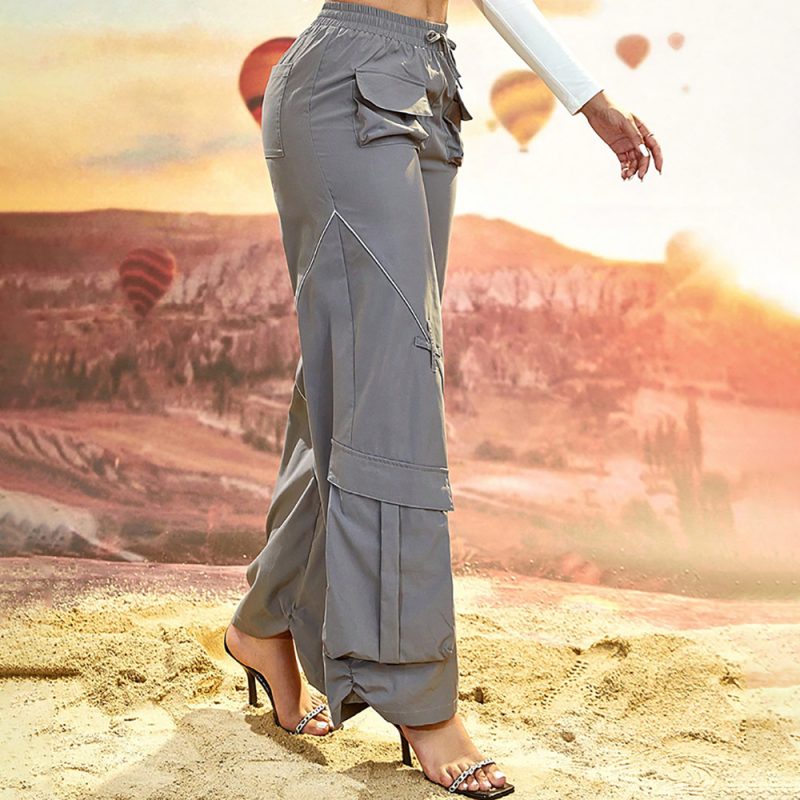 Women's High-Waist Retro Drawstring Overalls with Pockets - Image 3