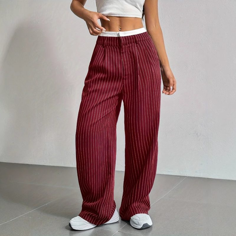 Autumn Winter Casual High Waist Straight Leg Work Pants – Loose Drooping - Image 3