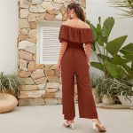 Summer Casual Off-Shoulder Ruffle Sleeve Cropped Pants Set - Image 4
