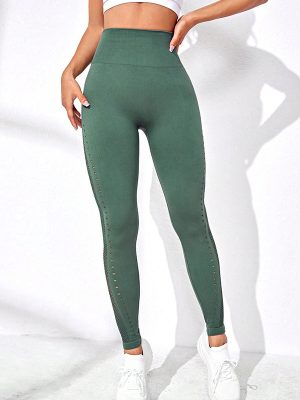 High Waist Seamless Workout Pants – Breathable Hollow-Out Yoga Leggings