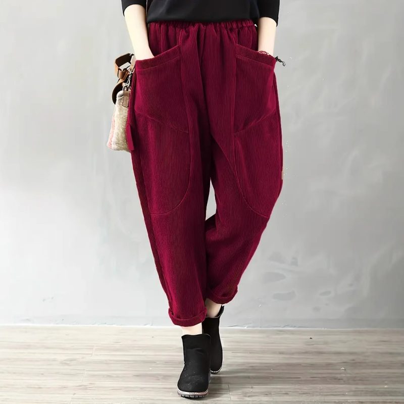 Corduroy Harem Pants – Autumn Winter Loose Casual Pockets for Women - Image 4