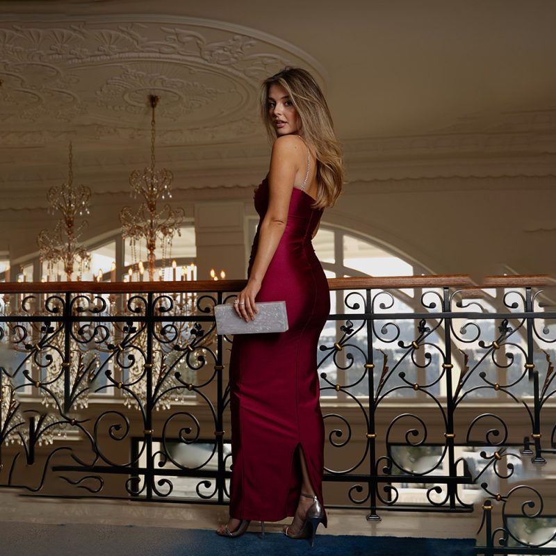 Sexy Diamond Sling Backless Sleeveless High Waist Maxi Dress for Women - Image 2