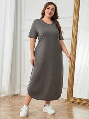 Plus Size Summer Loose Short Sleeve Nightdress for Women