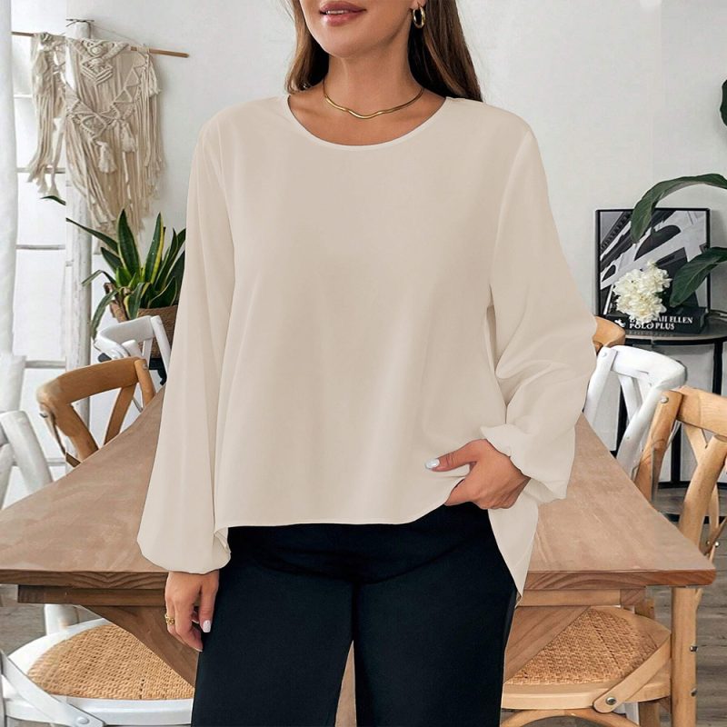 Plus Size Loose Slimming Bow T-Shirt – Comfortable Autumn Winter Blouse