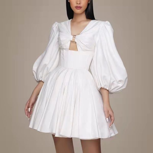 Light Luxury Puffy A-Line Princess Dress with Bubble Sleeves