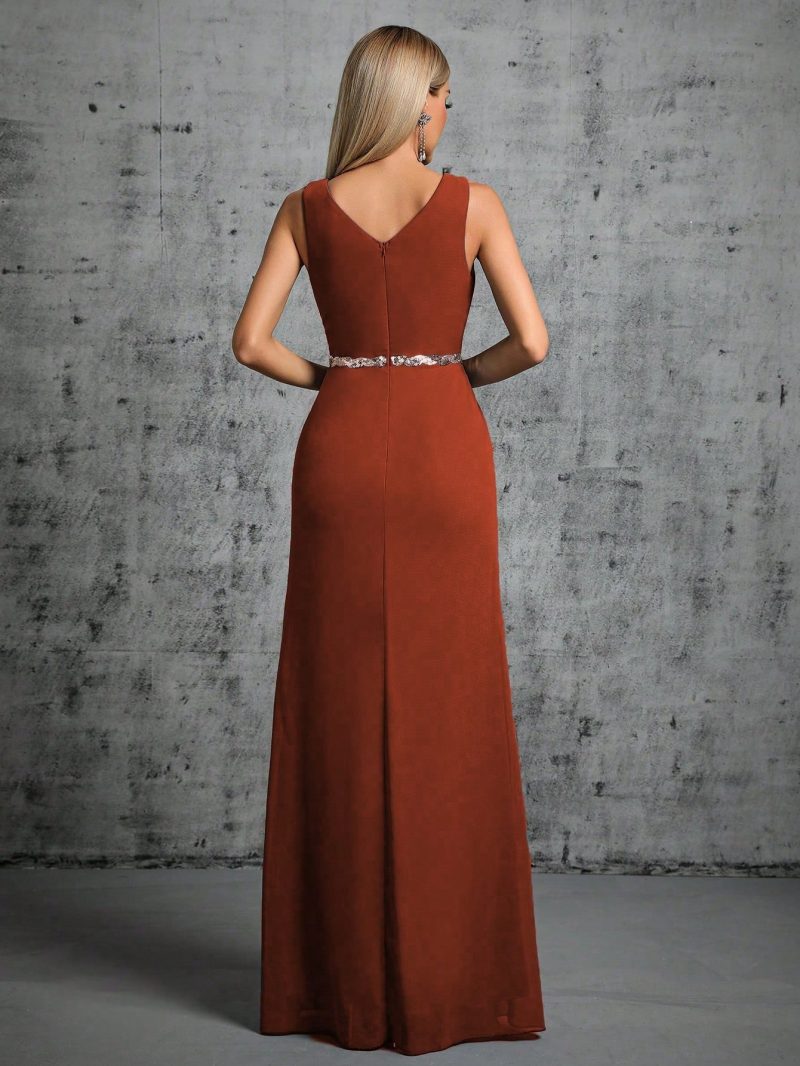 Sexy V-Neck Slim Fit Evening Dress - Cocktail Ball Party Dress - Image 2