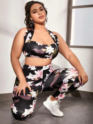 Plus Size Women’s Casual Printed Suit Set