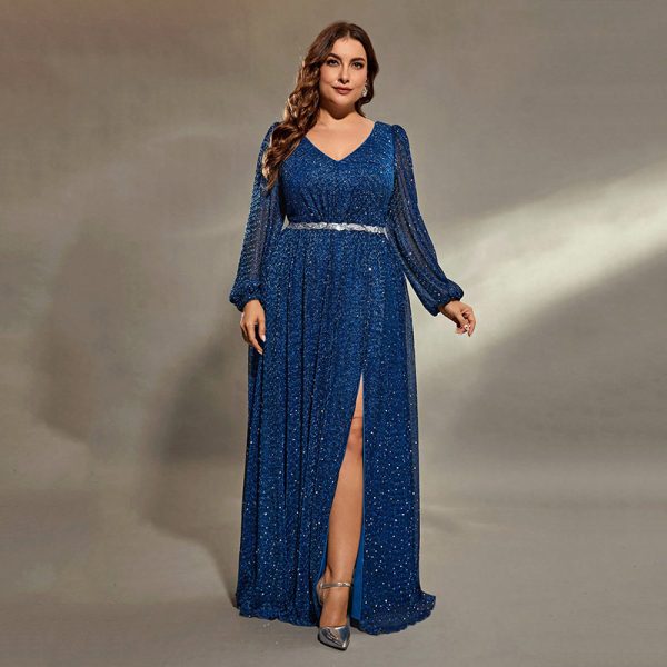 Plus Size Blue Chorus Performance Evening Dress - Image 3