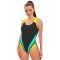 Color-Block One-Piece Sports Swimsuit for Women