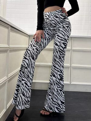 Women’s Zebra Print Elastic Waist Bootleg Yoga Pants