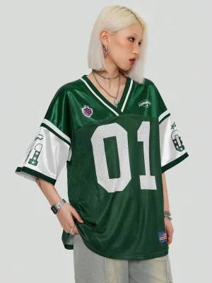 Summer Women Sports Casual T-shirt Football Shirt Loose Fashion