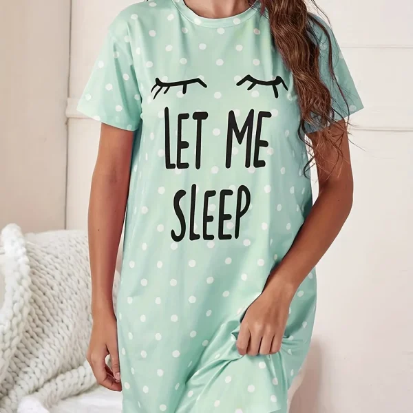 Let Me Sleep Printed Plus Size Women's Nightgowns Home Ice Silk Dresses