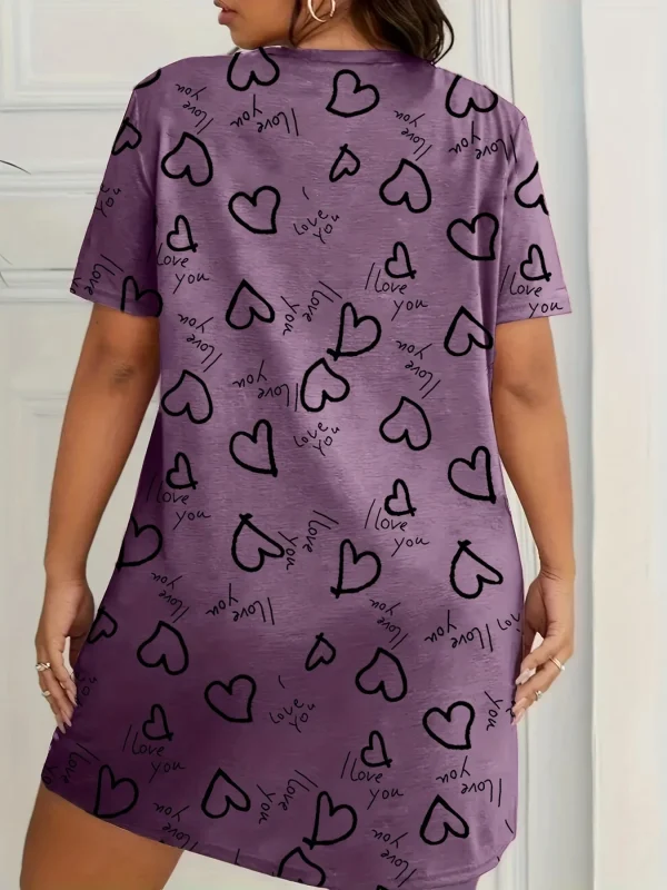 Love Print Short Sleeve Nightgown Women's Large Size Micro Stretch - Image 5