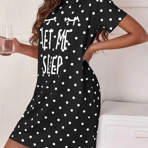 Let Me Sleep Printed Plus Size Women's Nightgowns Home Ice Silk Dresses - Image 3