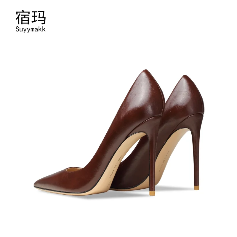 Leather Heels For Women 2024 Pointy Toe High Heels Shoes Stiletto Ladies Shoes - Image 3