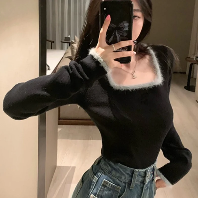 Winter Female Long Sleeve Casual Elastic Slim Sweaters Knit Shirts - Image 3