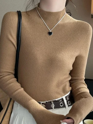 Knitted Shirt Women Pullover Sweater Bottoming Shirts Autumn Winter Female