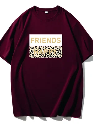 Leopard Letter Printed T-Shirt Women Fashion Casual Short Sleeve Summer