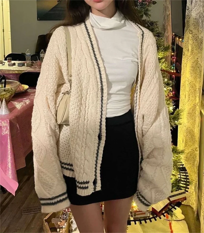 Knit Cardigan Women Autumn Gentle Solid Long Sleeve Single Breasted Female Sweaters - Image 4