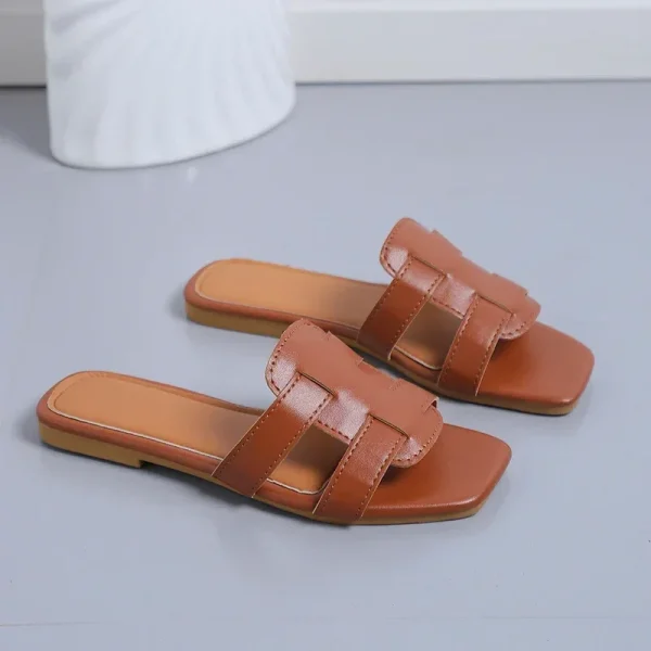 Summer Women's Slippers Roman Fashion Designer Flat Sandals Latex Soft Sole Shoes - Image 2