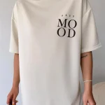 Mood Letter Printed T-Shirt Women Soft Casual Loose Short Sleeve Summer - Image 4
