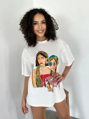 Graphic Print Oversized T-Shirt Women 2024 Oversized Top