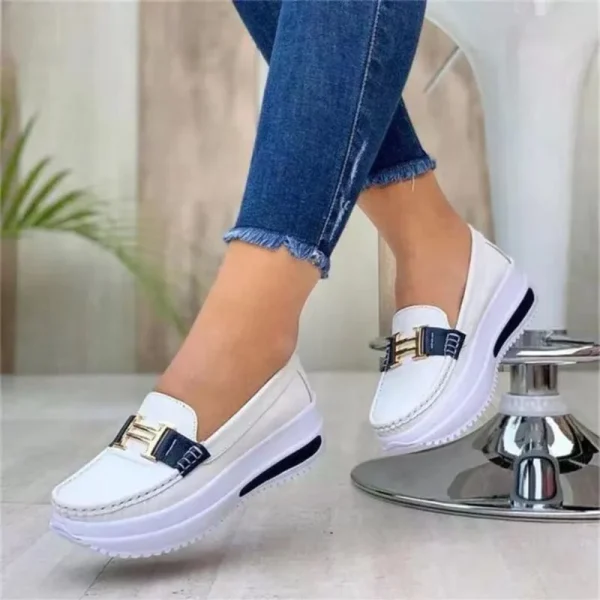 Women's Vulcanized Shoes Summer New 2024Round Toe Leather Women's Sports Shoes - Image 3