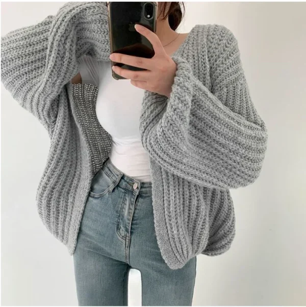 Women Cardigan Sweater Casual Korean Fall Streetwear Tops Coat Chic - Image 7