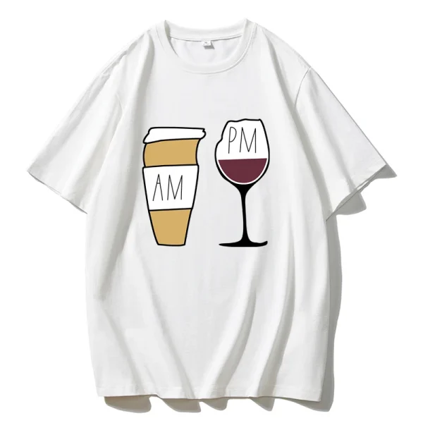 Coffee Cups Graphic Printed T Shirt Women Summer Cotton Soft Short - Image 4