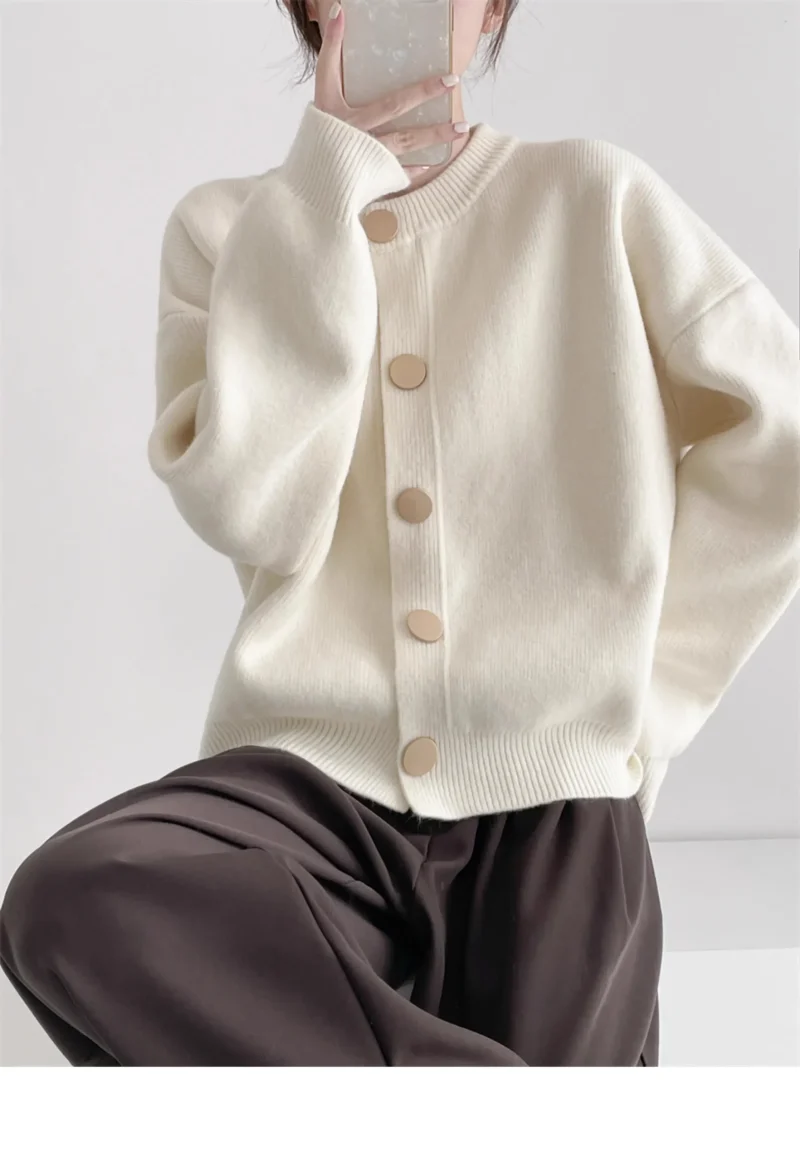 Women Cardigans Sweater O-neck Autumn Winter Knitted Loose Cardigans
