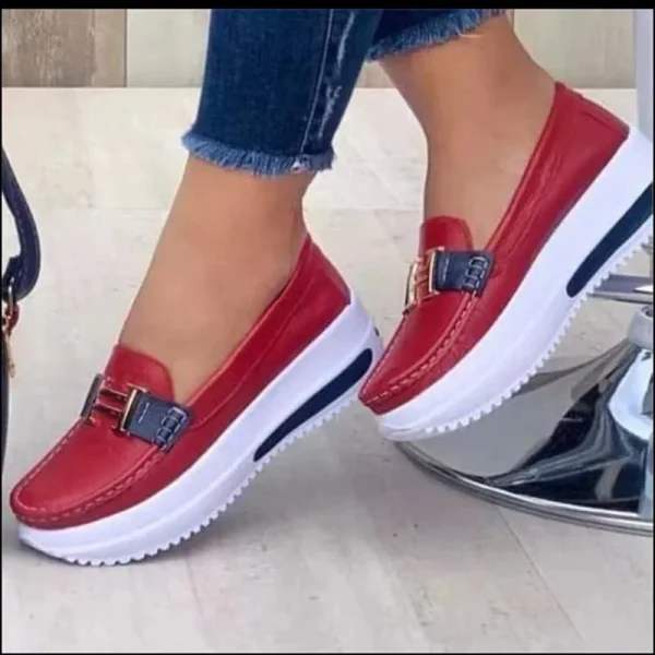 Women's Vulcanized Shoes Summer New 2024Round Toe Leather Women's Sports Shoes - Image 5