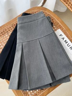 Korean Women Pleated Skirt High Waist Summer A Line Dance Skirt