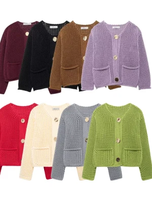 Winter Knitted Cardigans For Women Casual Button Long Sleeve Female Sweater