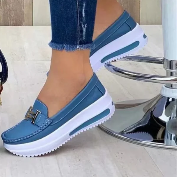 Women's Vulcanized Shoes Summer New 2024Round Toe Leather Women's Sports Shoes - Image 2