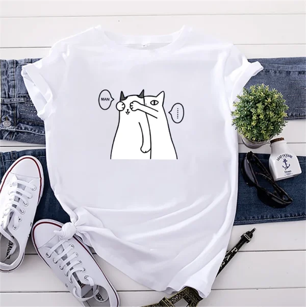 Simple Cartoon Graphic T-shirts Women 2023 Summer Loose High - Image 8