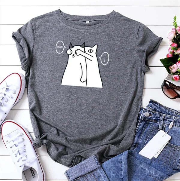 Simple Cartoon Graphic T-shirts Women 2023 Summer Loose High - Image 11