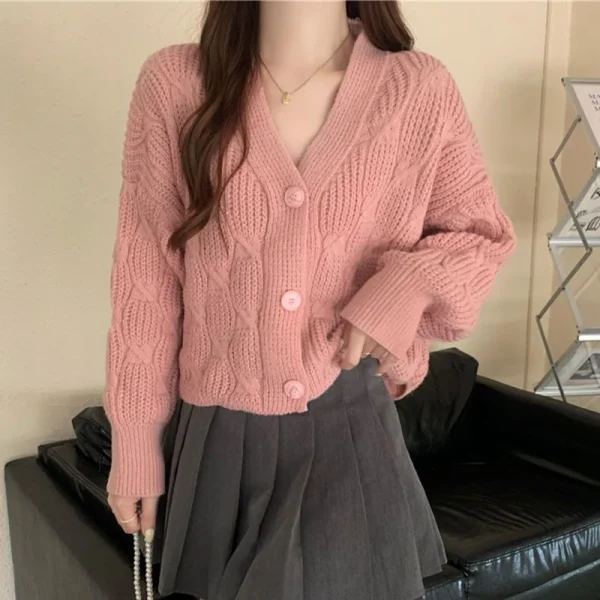 Japan Women Soft Sweet Cardigan Sweaters Casual Lazy Wind Loose Elegant Knitted Coat - Image 6