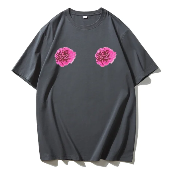 Flower Graphic Printed T Shirt Women Summer Cotton Soft Short - Image 5