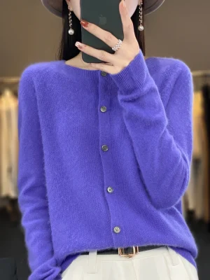 Winter Women Merino Wool Sweater O-Neck Tops Long Sleeve Basic Cashmere Knitwear