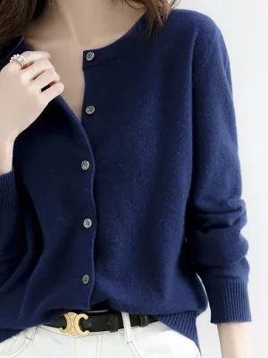 Women Cardigans Sweater 2023 Casual Warm Autumn Winter O-neck Long Sleeve