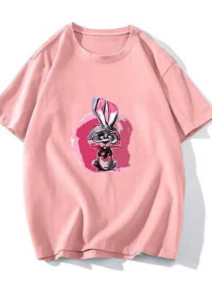 Kawaii Cartoon Printed T Shirt Women Summer Loose Casual Soft Female