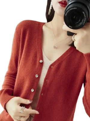 Women Cardigans 2024 Autumn Winter Single Breasted Knitwears