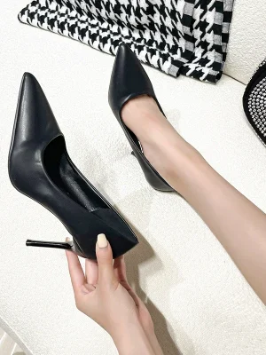 Women’s Shoes Concise Flock High Heels Women Pumps Pointed Toe Classic Ladies