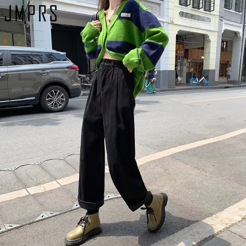 High Waist Women Vintage Corduroy Pants Straight Casual Spring Trousers - Image 5