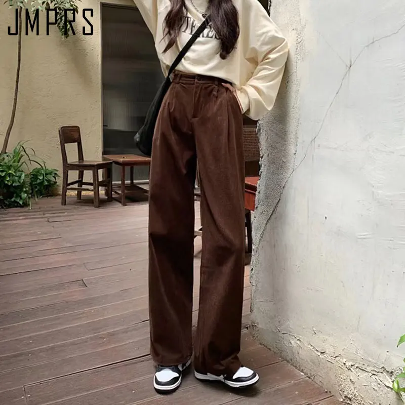 High Waist Women Vintage Corduroy Pants Straight Casual Spring Trousers - Image 3