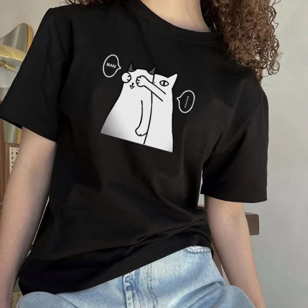 Simple Cartoon Graphic T-shirts Women 2023 Summer Loose High - Image 7