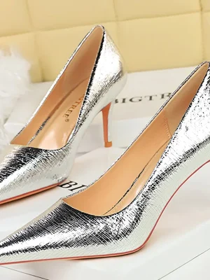 Western Style Party Women Shoes 7cm Thin High Heels Shallow Pointed Toe Pumps