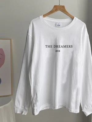 Letters Printed Long Sleeve Thicker Cotton T Shirt Women Vintage