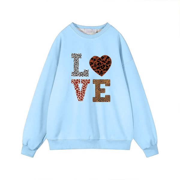 Vintage Sweet Heart Print Sweatshirt Women Basic Hooded Ladies Soft Long Sleeve - Image 12