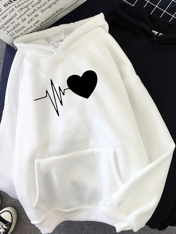 Heart Print Women Sweatshirt Soft Casual Loose Vintage Female Hoodies - Image 9